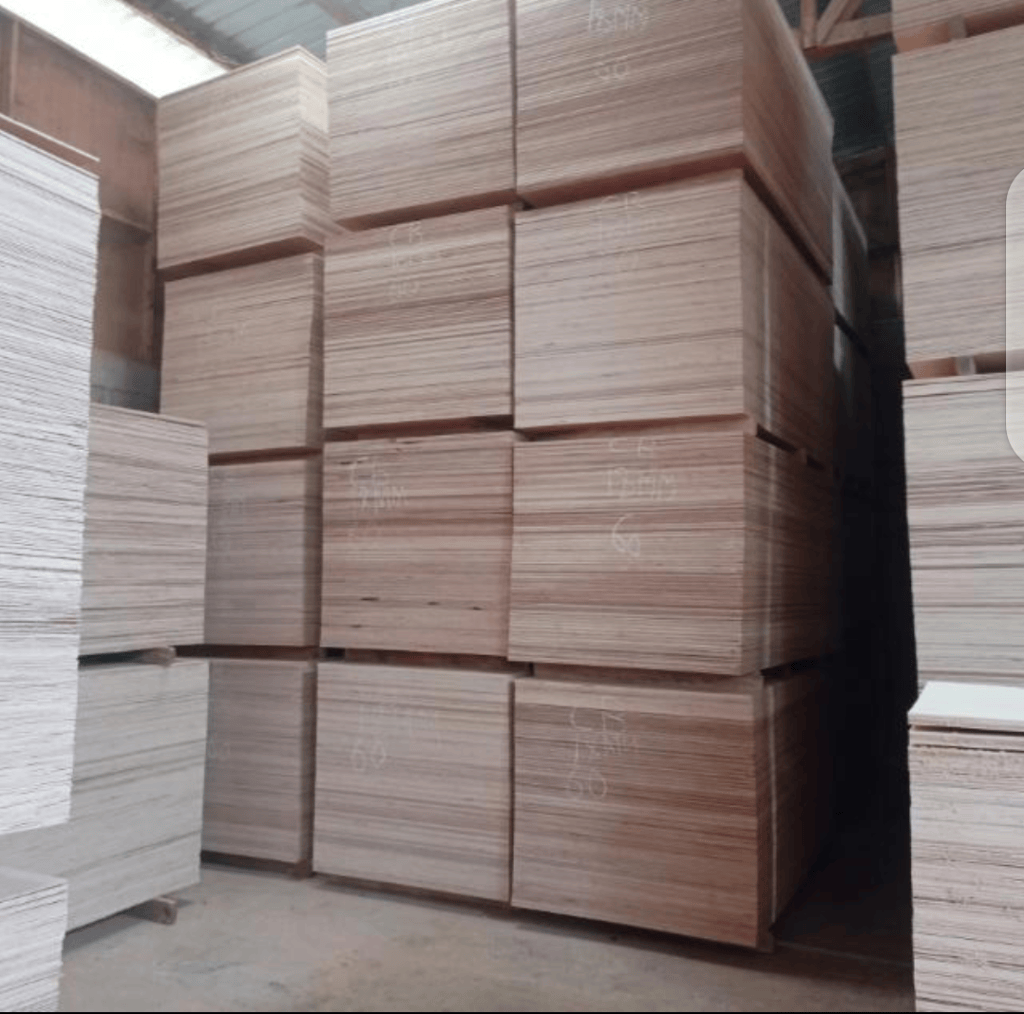 Stacks of plywood inside the RitPaul Ventures store